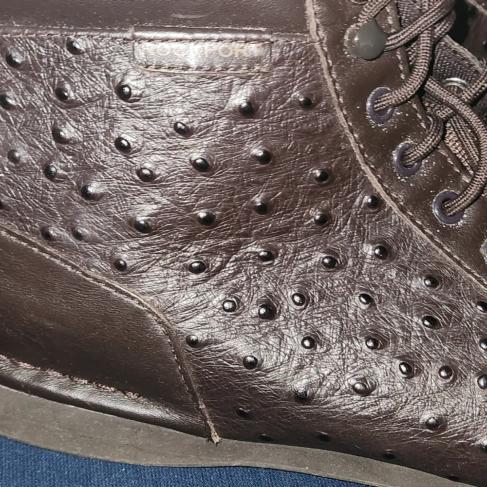 Men's Rockport Hightop Leather Ostrich Print Shoes Size 11.5